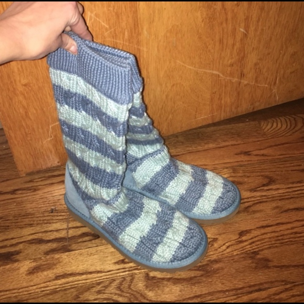 two-tone blue Ugg sweater boots (worn once)